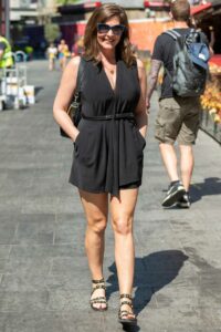 Lucy Horobin in a Black Mini Dress