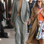 Montana Cox in a Grey Pantsuit Was Seen During 2021 Australian Fashion Week Street Style in Sydney 06/01/2021