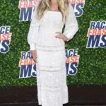 Natalie Alyn Lind in a White Dress Attends the 28th Annual Race to Erase MS Gala at the Rose Bowl in Pasadena 06/04/2021
