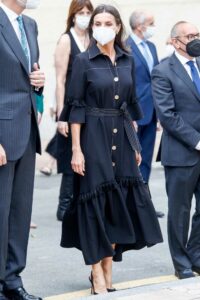 Queen Letizia of Spain in a Black Dress