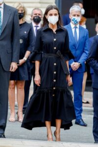 Queen Letizia of Spain in a Black Dress