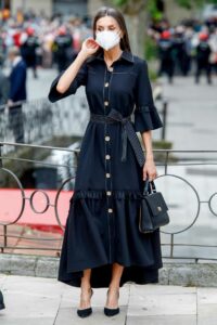 Queen Letizia of Spain in a Black Dress