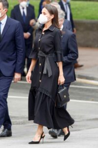 Queen Letizia of Spain in a Black Dress