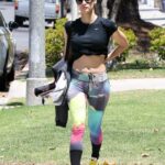 Sofia Boutella in a Colorful Leggings Arrives at a Pilates Session in Los Angeles 06/01/2021