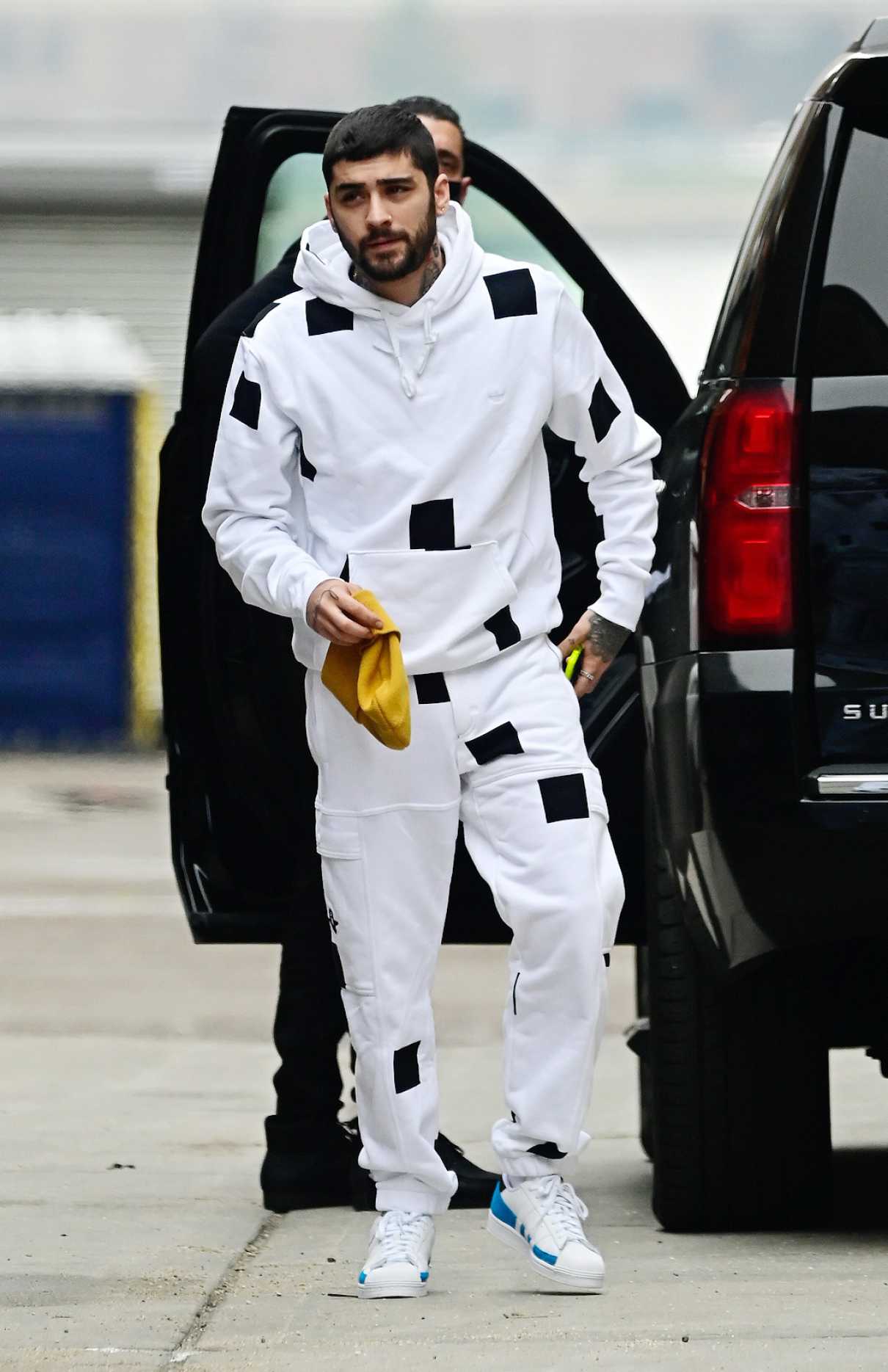 Zayn Malik in a White Sweatsuit