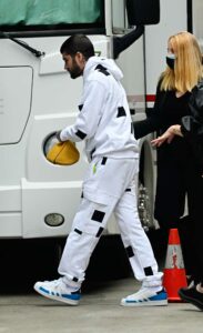 Zayn Malik in a White Sweatsuit