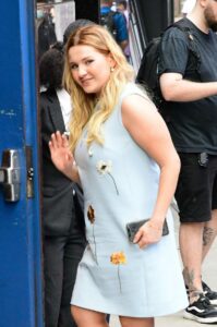 Abigail Breslin in a Baby Blue Floral Dress