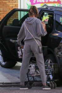 Alessandra Ambrosio in a Grey Sweatsuit