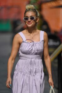 Ashley Roberts in a Lilac Dress