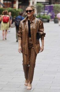 Ashley Roberts in a Tan Snakeskin Print Suit