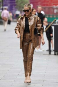 Ashley Roberts in a Tan Snakeskin Print Suit