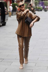 Ashley Roberts in a Tan Snakeskin Print Suit