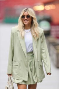 Ashley Roberts in an Olive Blazer