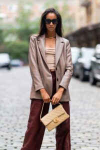 Chantal Monaghan in a Beige Top