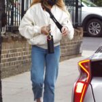 Clara Paget in a White Bomber Jacket Left in a Uber in Portobello 07/05/2021