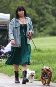 Daisy Lowe in a Blue Denim Jacket