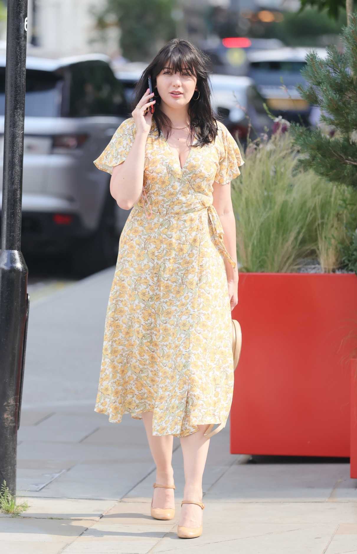 Daisy Lowe in a Yellow Floral Dress