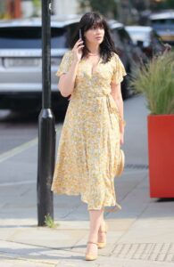 Daisy Lowe in a Yellow Floral Dress