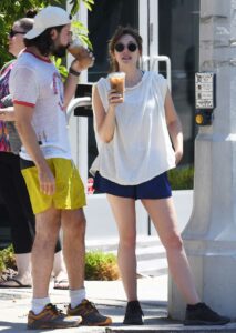 Elizabeth Olsen in a Blue Shorts