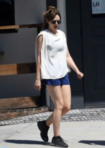 Elizabeth Olsen in a Blue Shorts