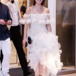 Haley Lu Richardson in a White Dress Leaves the Martinez Hotel During the 74th Cannes Film Festival in Cannes 07/10/2021