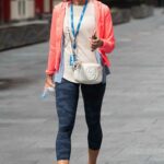 Jenni Falconer in a Pink Jacket Leaves the Global Radio Studios in London 07/27/2021