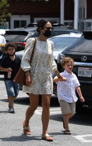 Jordana Brewster in a White Floral Mini Dress