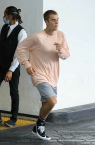 Justin Bieber in a Grey Shorts