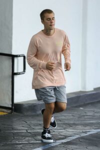 Justin Bieber in a Grey Shorts