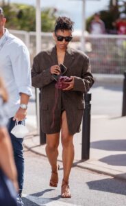 Kat Graham in a Brown Oversized Blazer