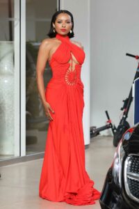 Kat Graham in a Red Dres