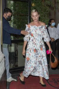 Katy Perry in a White Floral Dress