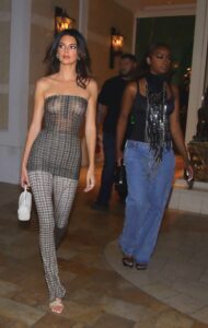 Kendall Jenner in a See-Through Checked Suit