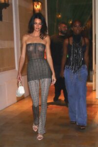 Kendall Jenner in a See-Through Checked Suit