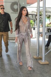 Kim Kardashian in a Snakeskin Print Suit