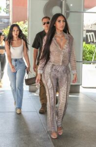 Kim Kardashian in a Snakeskin Print Suit