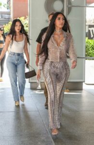 Kim Kardashian in a Snakeskin Print Suit