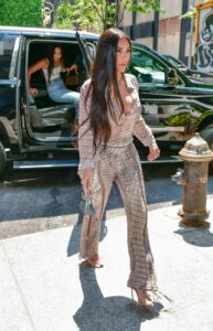 Kim Kardashian in a Snakeskin Print Suit