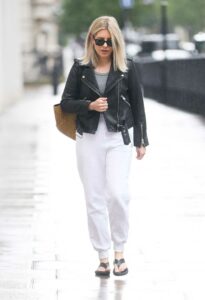 Mollie King in a White Sweatpants