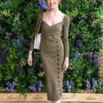 Phoebe Dynevor in an Olive Dress Attends the Lanson Champagne Presentation at the Championships in London 07/03/2021
