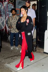 Rihanna in a Red Track Pants