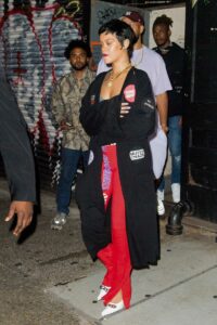 Rihanna in a Red Track Pants