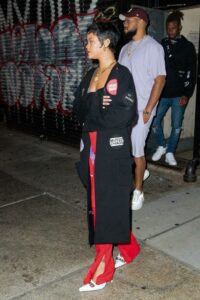 Rihanna in a Red Track Pants