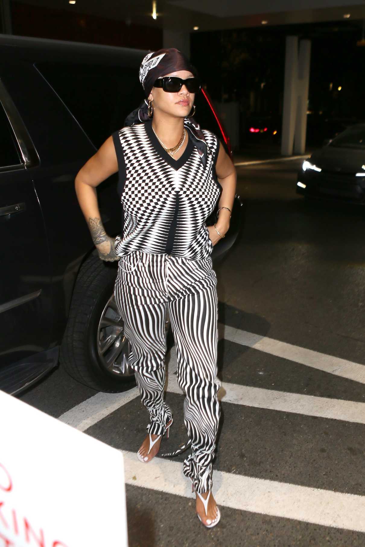 Rihanna in a Zebra Print Pants