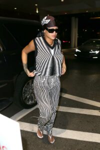 Rihanna in a Zebra Print Pants