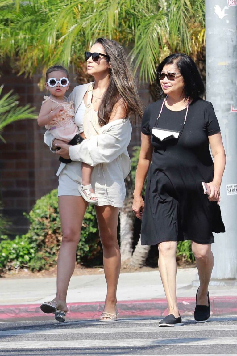 Shay Mitchell in a White Shorts Was Seen Out with Her Daughter Atlas in