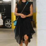 Vanessa Minnillo in a Black Dress Leaves a Skin Care Location in West Hollywood 07/27/2021