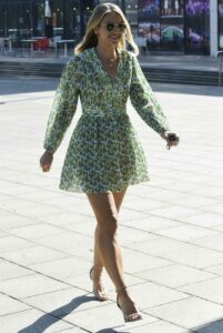 Vogue Williams in a Green Floral Mini Dress