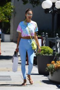 Alessandra Ambrosio in a Baby Blue Leggings