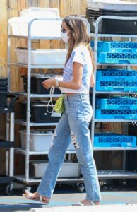 Alessandra Ambrosio in a Blue Ripped Jeans